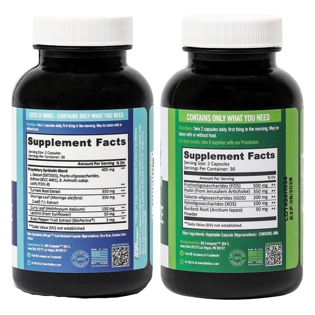 BB Company Provitalize & Previtalize Bundle Dietary Supplement | 2-Pack, 60 Count