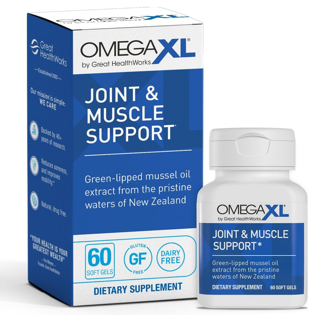 OmegaXL Natural Muscle & Joint Support Supplement - 60 Capsules