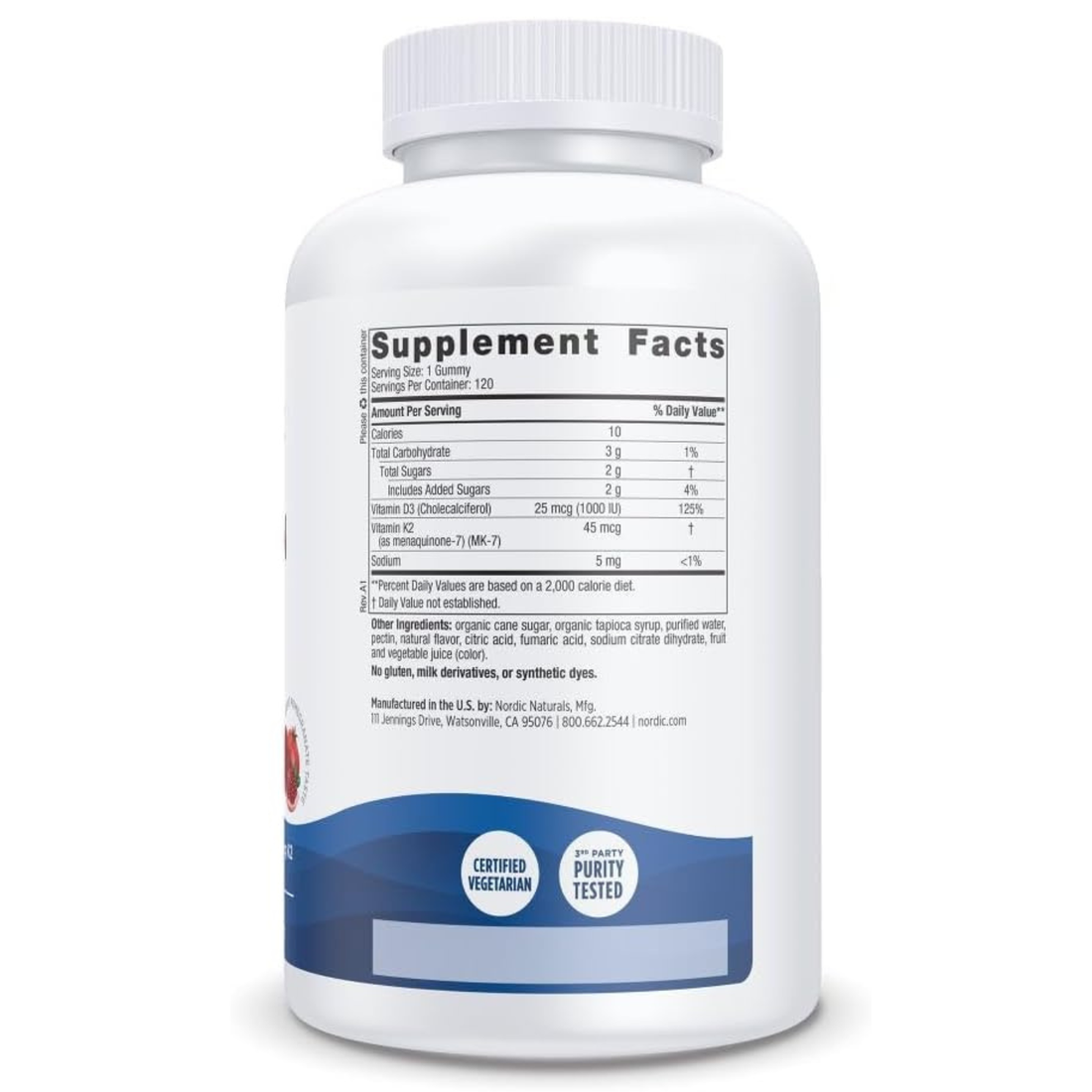 Nordic Naturals Vitamin D3 + K2 Gummies, Bone & Health, Promotes Healthy Muscle Function - 120 Servings 2 Pack