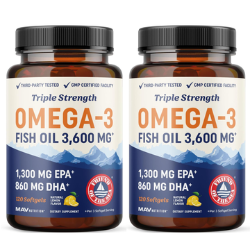 Triple Strength DHA Omega-3 Fish Oil, For heart, brain, eye, & joint health - 120 Count 2 Pack