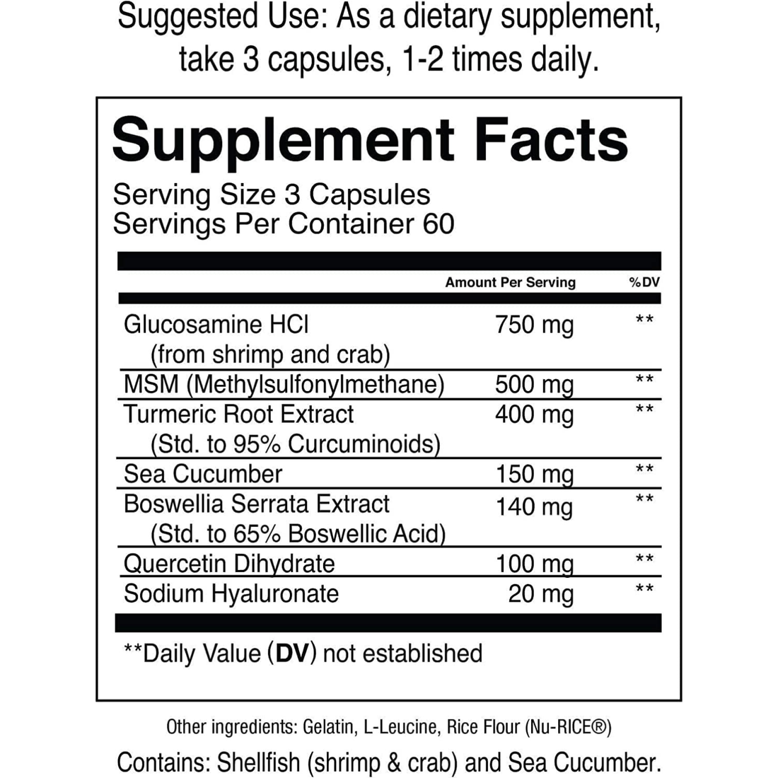 Jocko Jointwarfare Glucosamine MSM Supplement Joint Support - 180 Capsules